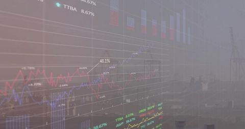 Financial Data Visualization Overlaying Seaport with Industrial Background