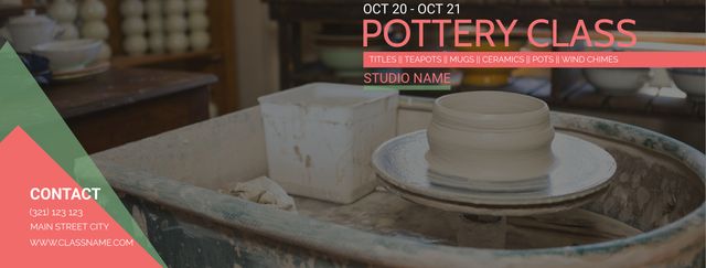 Artistic Pottery Class Advertisement with Contact Details - Download Free Stock Templates Pikwizard.com