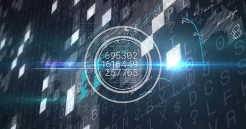 Futuristic Digital Interface with HUD and Cybersecurity Elements