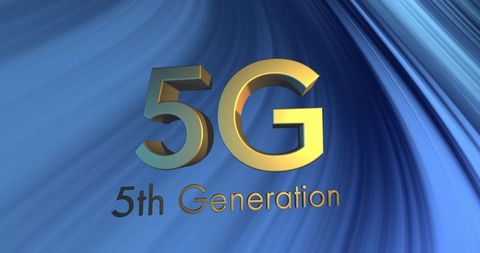 5g technology concept on blue digital background