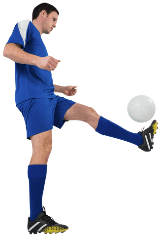 Transparent Soccer Player in Blue Kit Kicking Ball - Download Free Stock Videos Pikwizard.com