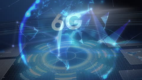 Futuristic 6G Globe with Digital Connections and Data Processing