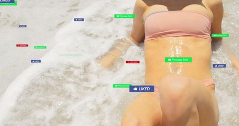 Social media notifications floodting vacation relaxation