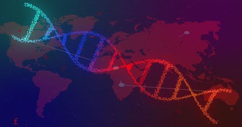 Global DNA Strand with Data Elements Highlighting Scientific Discovery
