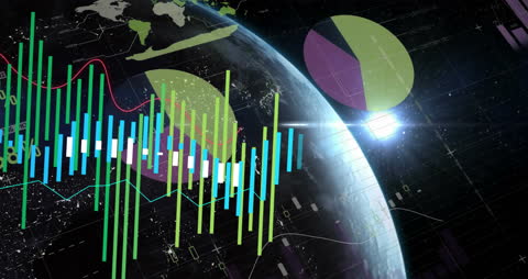 Financial Data Visualization on Global Scale Concept