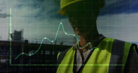 female architect analyzing data with overlay of financial graphs - Download Free Stock Images Pikwizard.com