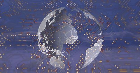 Digital Globe Overlaying Circuit for Global Tech Connectivity - Download Free Stock Images Pikwizard.com