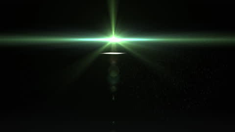 Luminous Green Light Burst with Particle Trail in Darkness