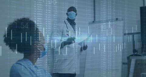 Doctor Presenting Medical Data Analysis in Modern Office