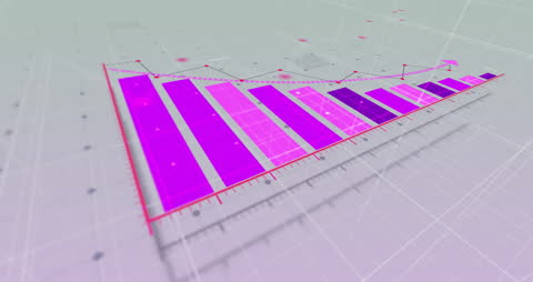 Data Analytics Chart with Pink Gradient Bars on Digital Grid