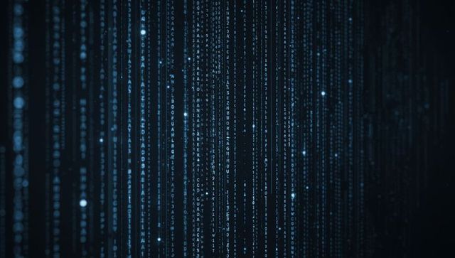 Futuristic digital code stream in data environment