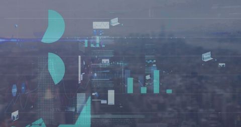 Data Processing with Digital Interface Over Cityscape - Download Free Stock Images Pikwizard.com