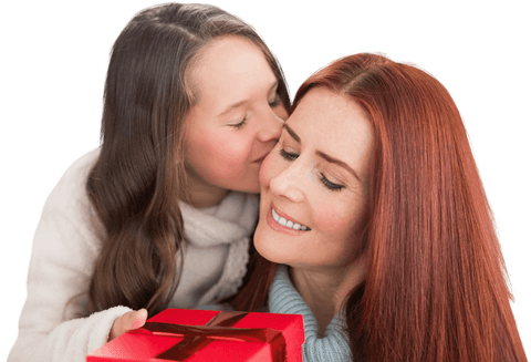 Loving Moment With Mother and Daughter on Transparent Background