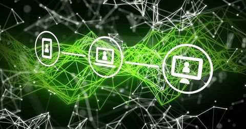 Digital connectivity concept network with devices in cyberspace