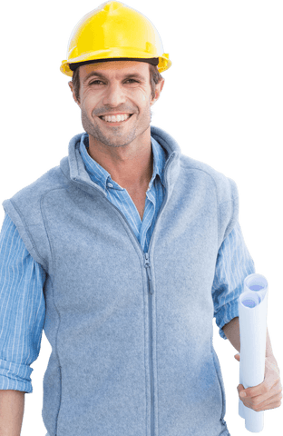 Confident Architect Holding Plans on Transparent Background - Download Free Stock Videos Pikwizard.com