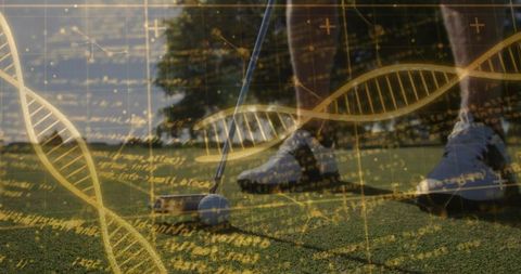 Lining up putt with DNA data overlay merging golf precision and sports genetics research