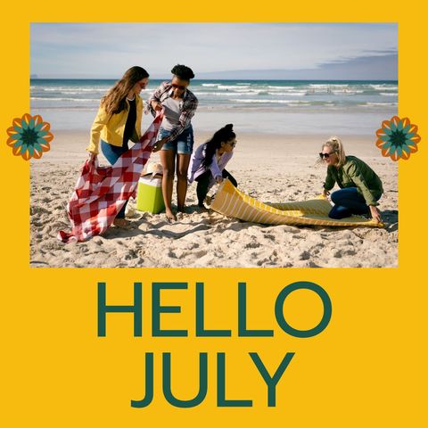 Diverse Female Friends Enjoying Beach in July