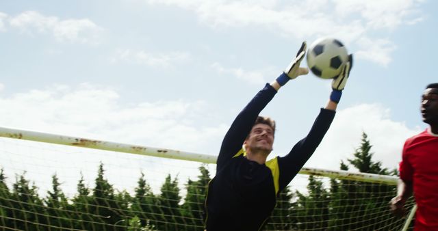 Soccer Goalie Making Diving Save During Match - Download Free Stock Images Pikwizard.com