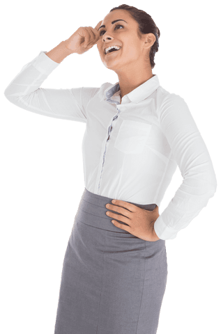 Smiling Biracial Businesswoman Celebrating an Achievement