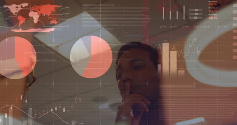 Diverse Team Analyzing Data with Futuristic Interface Graphics