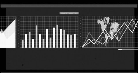Digital Dashboard with Interactive Data Charts on Black Background - Download Free Stock Images Pikwizard.com