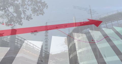 Financial Growth Stat Arrow over Construction Cityscape - Download Free Stock Images Pikwizard.com