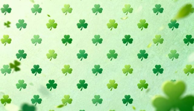 Celebrating st patrick's day repeating shamrock pattern green clover seamless backdrop