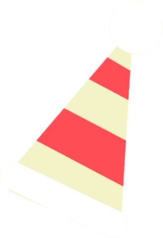 Flat party hat with red cream stripes on transparent background