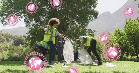 Community Volunteers Cleaning Up Park Environment