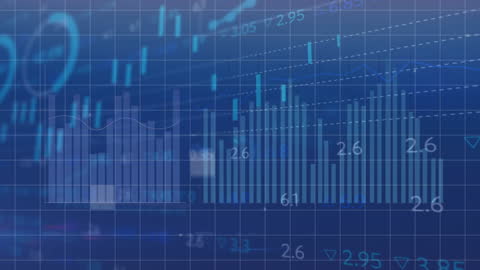Digital Financial Data Animation on Blue Background