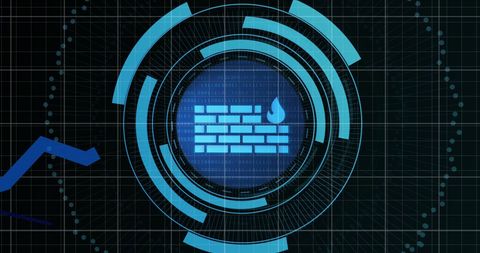 Digital Security Concept with Wall Icon and Data Visualization - Download Free Stock Images Pikwizard.com