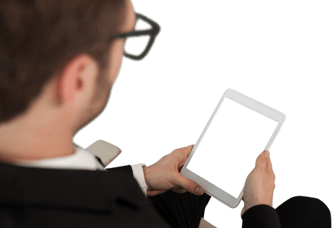 Businessman in Suit Using Digital Tablet, Transparent Background - Download Free Stock Videos Pikwizard.com