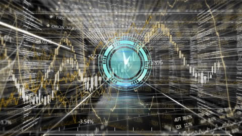 Digital Clock Overlapping Analyzed Stock Market Data