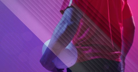 Rugby Player Holding Ball Amidst France Flag Colors