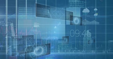 futuristic digital data interface with blue tones and graphical elements - Download Free Stock Images Pikwizard.com