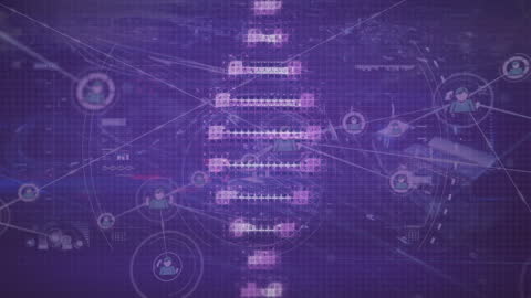 Digital Network Connections in Futuristic Sci-Fi Screen