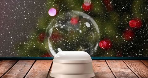 Snow Falling Over Snow Globe with Christmas Tree - Download Free Stock Images Pikwizard.com