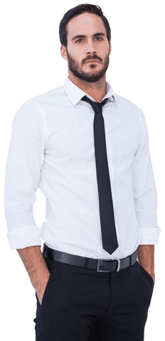Businessman in formal attire on transparent background