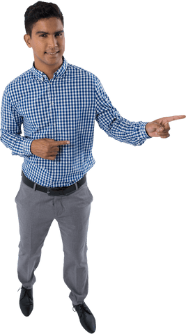 positive young man in checkered shirt pointing on transparent background - Download Free Stock Videos Pikwizard.com