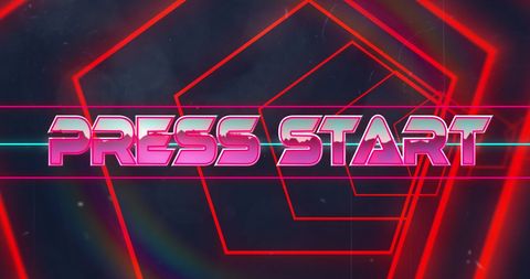 Retro Neon Press Start Abstract Background