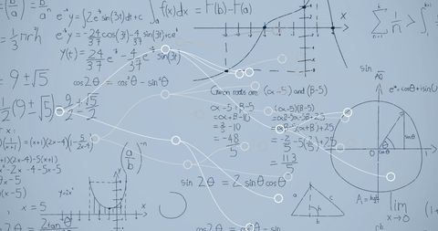 Abstract Math Formulas on Grey Background with Connections - Download Free Stock Images Pikwizard.com