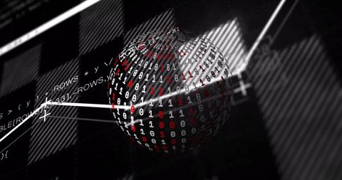 Binary Sphere with Digital Graph Overlays on Black Background - Download Free Stock Images Pikwizard.com
