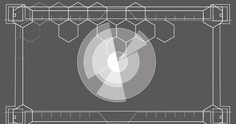 High-Tech Digital Interface with Scope and Hexagon Pattern