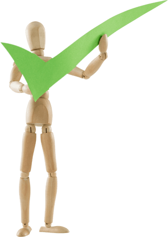 wooden mannequin holding green tick symbol on transparent background - Download Free Stock Videos Pikwizard.com