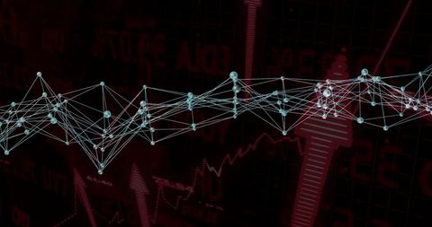Digital Network Overlay on Financial Data Chart