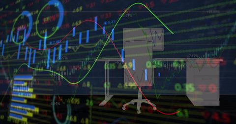 Financial Data Display with Office Desk Overlay - Download Free Stock Images Pikwizard.com
