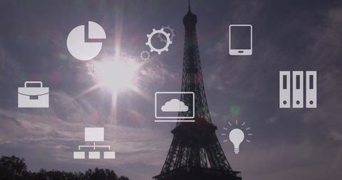 Digital Innovations with Eiffel Tower in Background - Download Free Stock Images Pikwizard.com