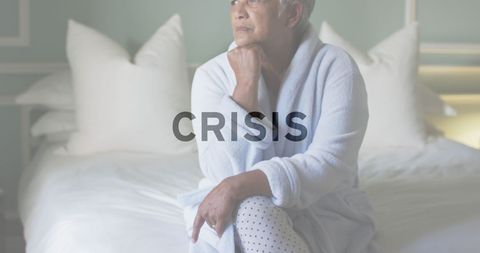 Senior Woman Contemplating COVID-19 Crisis in Bedroom - Download Free Stock Images Pikwizard.com