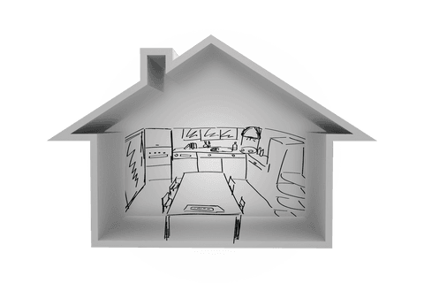 Transparent Illustration of Modern Kitchen Interior in House Cutout