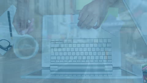 Time Management Concept with Laptop and Floating Clock